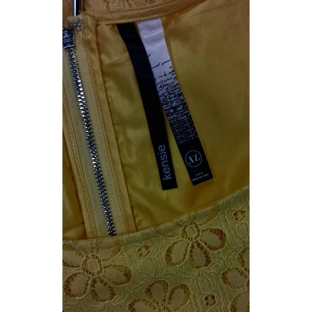 Kensie womens xl eyelet yellow dress spring summer - Picture 7 of 9